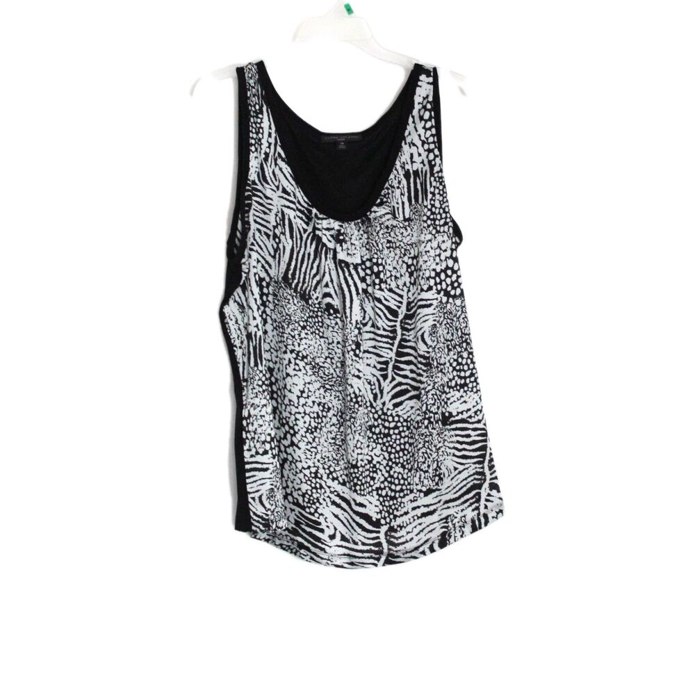 Elena Solano Tank Top Scoop Neck Black & White Size 2X